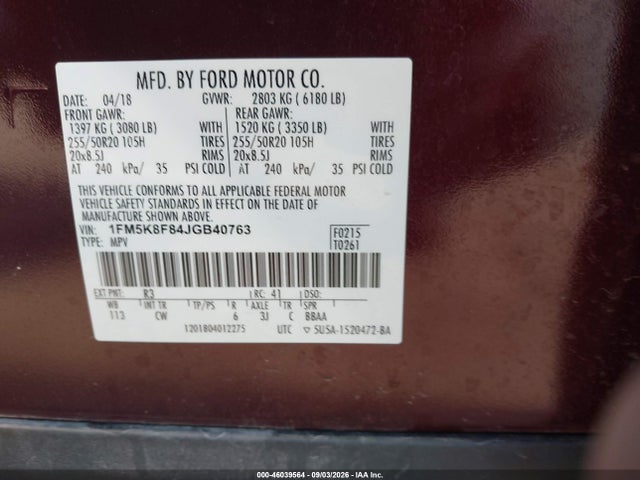 Ford Explorer Limited 2018 1FM5K8F84JGB40763 Image 9