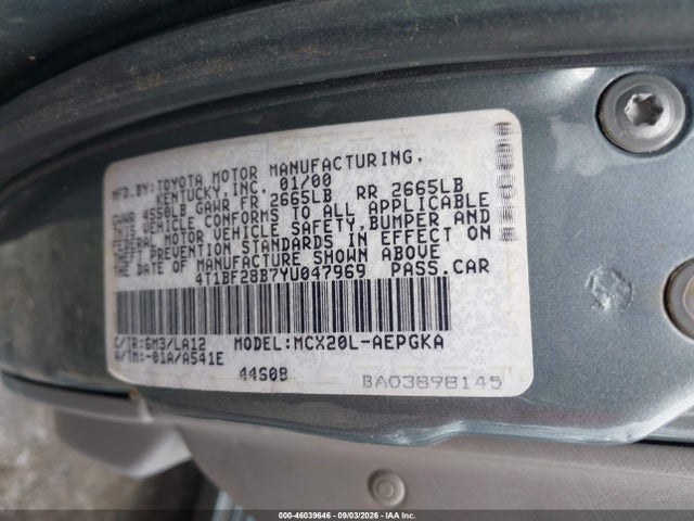 Продаж на аукціоні авто 2000 Toyota Avalon Xls, vin: 4T1BF28B7YU047969, номер лоту: 46039646