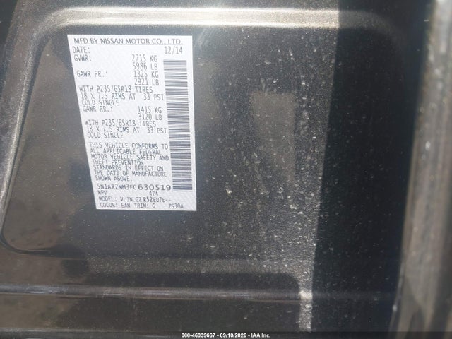 Nissan Pathfinder Sl 2015 5N1AR2MM3FC630519 Image 9