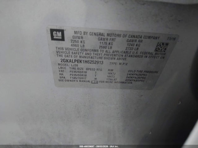 Продажа на аукционе авто 2017 Gmc Terrain Slt, vin: 2GKALPEK1H6252913, номер лота: 46039697