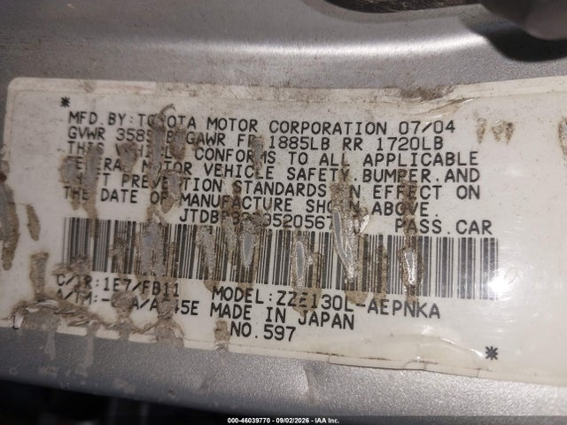 Продажа на аукционе авто 2005 Toyota Corolla Le, vin: JTDBR32E952056717, номер лота: 46039770