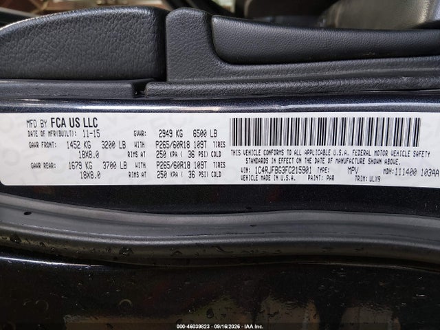 Aukcja sprzedaży 2015 Jeep Grand Cherokee Limited, vin: 1C4RJFBG3FC215901, numer aukcji: 46039823
