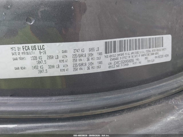 Aukcja sprzedaży 2019 Chrysler Pacifica Touring L, vin: 2C4RC1BG2KR508266, numer aukcji: 46039839