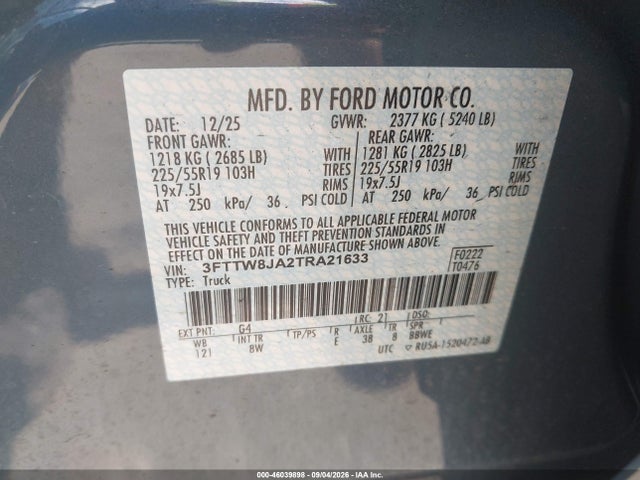 Продажа на аукционе авто 2026 Ford Maverick Xlt, vin: 3FTTW8JA2TRA21633, номер лота: 46039898