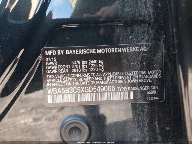 Продаж на аукціоні авто 2016 Bmw 535i Xdrive, vin: WBA5B3C5XGD549066, номер лоту: 46039961