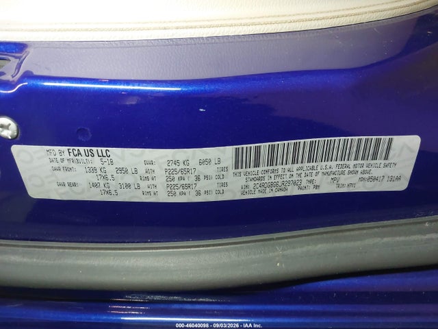 46040098 :رقم المزاد ، 2C4RDGBG6JR297023 vin ، 2018 Dodge Grand Caravan Se مزاد بيع