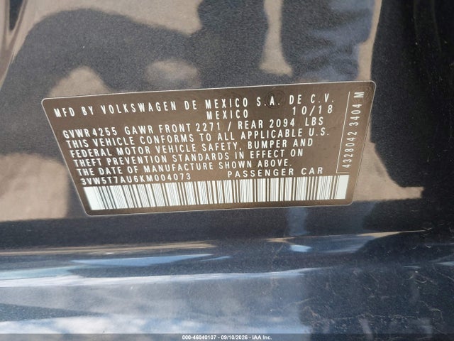 Продаж на аукціоні авто 2019 Volkswagen Golf Gti 2.0t Autobahn/2.0t Rabbit Edition/2.0t S/2.0t Se, vin: 3VW5T7AU6KM004073, номер лоту: 46040107