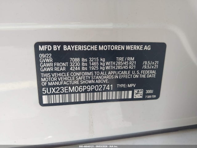 BMW X7 Xdrive40i 2023 5UX23EM06P9P02741 Image 9