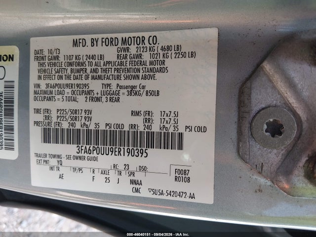 Ford Fusion Hybrid S 2014 3FA6P0UU9ER190395 Image 9