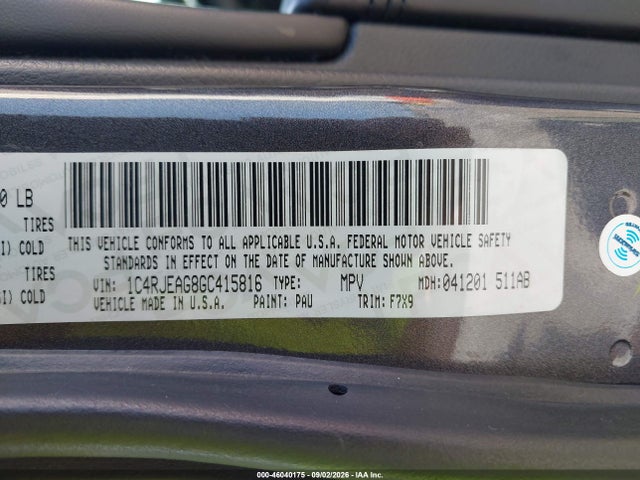 Продажа на аукционе авто 2016 Jeep Grand Cherokee Laredo, vin: 1C4RJEAG8GC415816, номер лота: 46040175