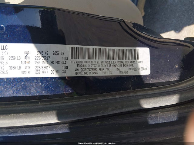 Aukcja sprzedaży 2017 Dodge Grand Caravan Sxt, vin: 2C4RDGCG6HR719607, numer aukcji: 46040228