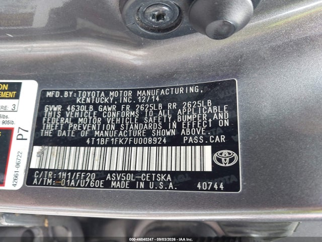 Продаж на аукціоні авто 2015 Toyota Camry Se, vin: 4T1BF1FK7FU008924, номер лоту: 46040247