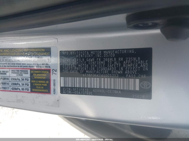 Продаж на аукціоні авто 2010 Toyota Camry Le, vin: 4T1BF3EK7AU005253, номер лоту: 46040261