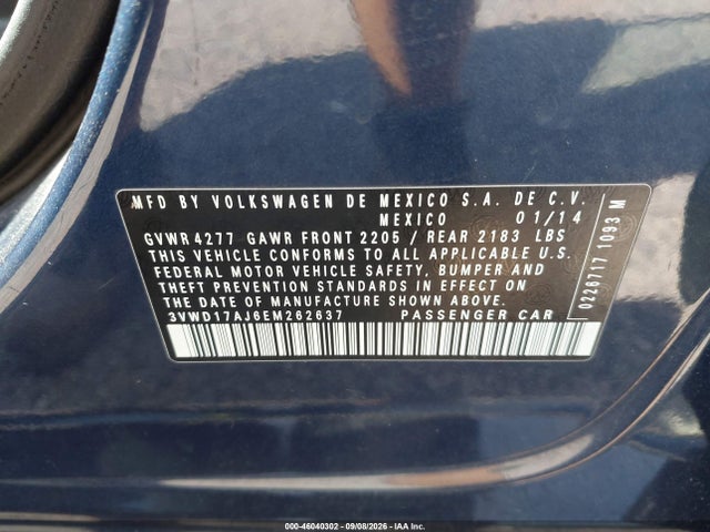 Продаж на аукціоні авто 2014 Volkswagen Jetta 1.8t Se, vin: 3VWD17AJ6EM262637, номер лоту: 46040302
