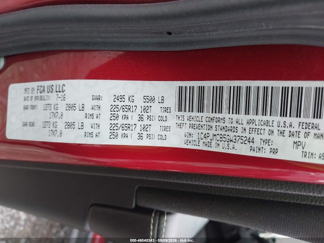 2016 Jeep Cherokee Latitude მანქანა იყიდება აუქციონზე, vin: 1C4PJMCB5GW375244, აუქციონის ნომერი: 46040343