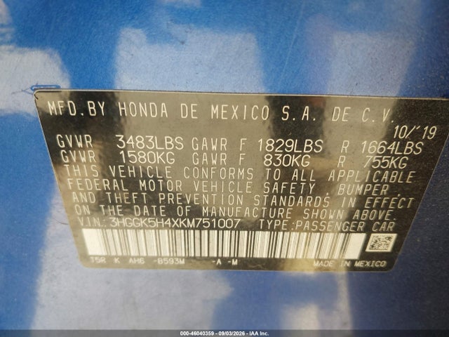 Honda FIT LX 2019 3HGGK5H4XKM751007 Image 9
