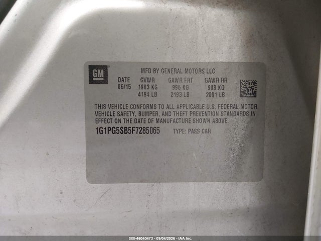 Aukcja sprzedaży 2015 Chevrolet Cruze Ltz, vin: 1G1PG5SB5F7285065, numer aukcji: 46040473