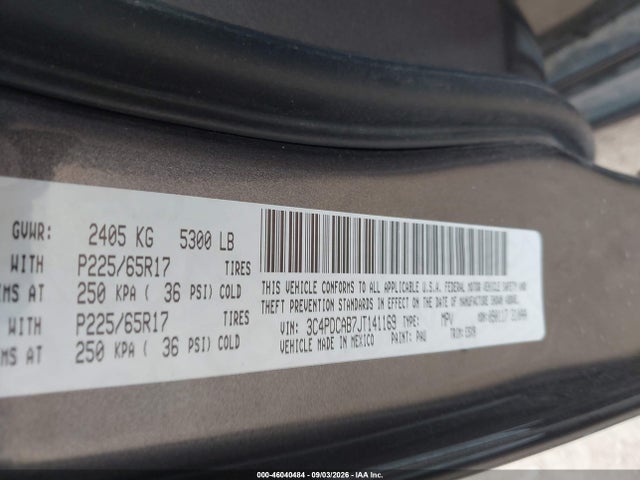 Продажа на аукционе авто 2018 Dodge Journey Se, vin: 3C4PDCAB7JT141169, номер лота: 46040484