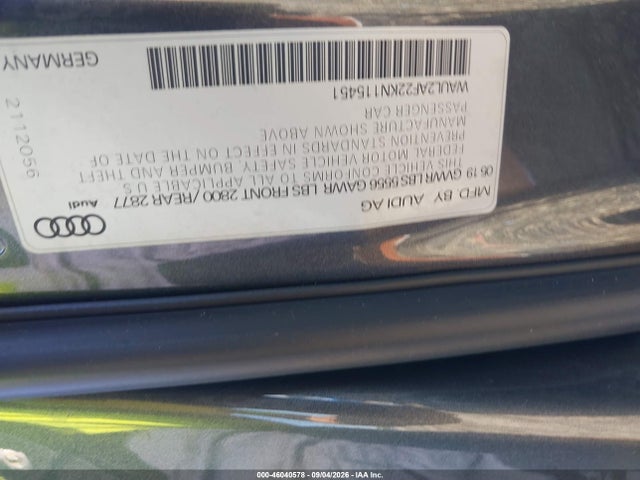 Продажа на аукционе авто 2019 Audi A6 55 Premium, vin: WAUL2AF22KN115451, номер лота: 46040578