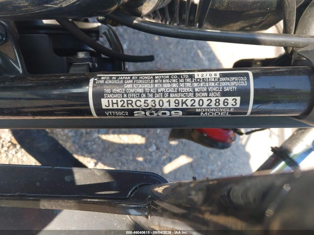 46040615 :رقم المزاد ، JH2RC53019K202863 vin ، 2009 Honda Vt750 C2 مزاد بيع