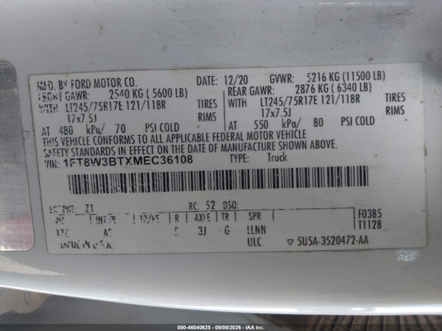 Ford F-350 Xl 2021 1FT8W3BTXMEC36108 Image 4