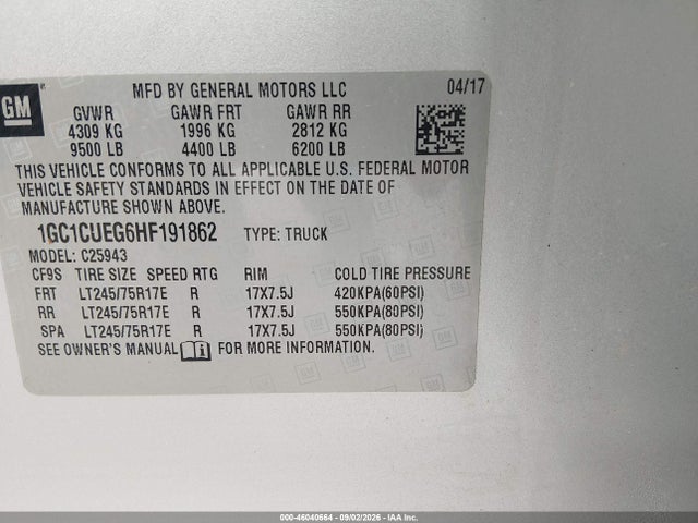 1GC1CUEG6HF191862 Chevrolet Silverado 2500hd Wt