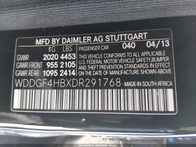 Aukcja sprzedaży 2013 Mercedes-benz C 250 Sport, vin: WDDGF4HBXDR291768, numer aukcji: 46040670