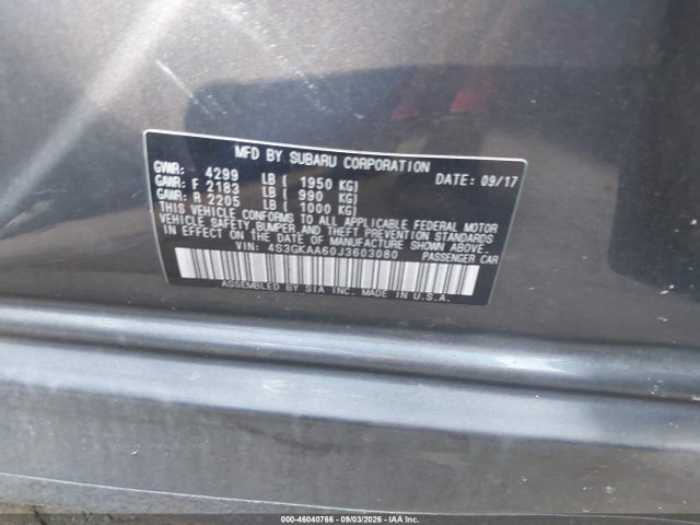 Продажа на аукционе авто 2018 Subaru Impreza 2.0i, vin: 4S3GKAA60J3603080, номер лота: 46040766