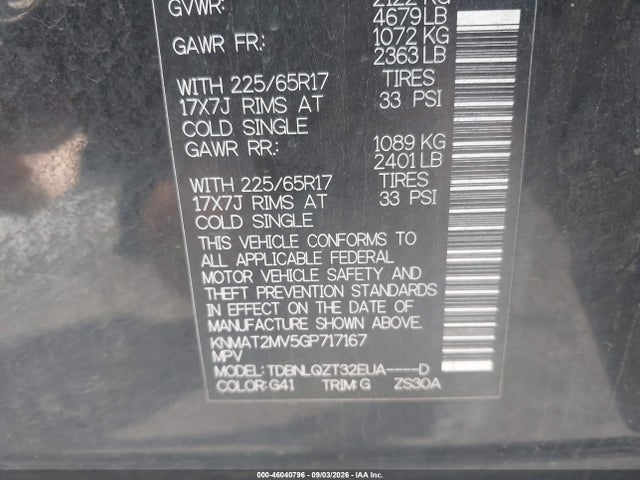 Nissan ROGUE SV 2016 KNMAT2MV5GP717167 Image 9