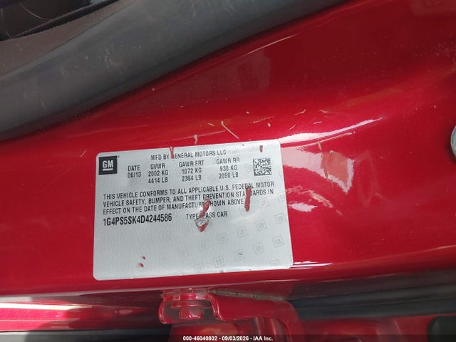Продажа на аукционе авто 2013 Buick Verano Leather Group, vin: 1G4PS5SK4D4244586, номер лота: 46040802
