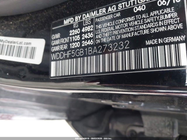 Aukcja sprzedaży 2011 Mercedes-benz E 350, vin: WDDHF5GB1BA273232, numer aukcji: 46040819