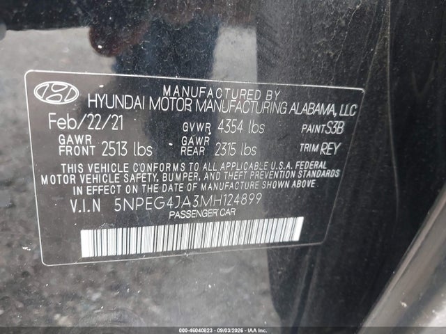 46040823 :رقم المزاد ، 5NPEG4JA3MH124899 vin ، 2021 Hyundai Sonata Se مزاد بيع