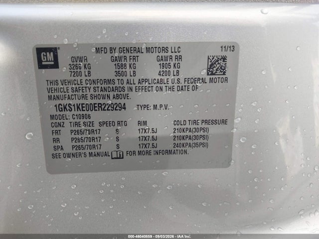 Aukcja sprzedaży 2014 Gmc Yukon Xl 1500 Slt, vin: 1GKS1KE00ER229294, numer aukcji: 46040859