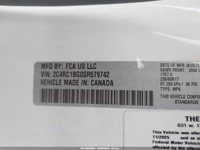 Chrysler Pacifica Select 2025 2C4RC1BG0SR579742 Image 9