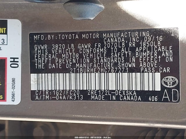 Продажа на аукционе авто 2017 Toyota Corolla Se, vin: 2T1BURHE2HC767271, номер лота: 46041014