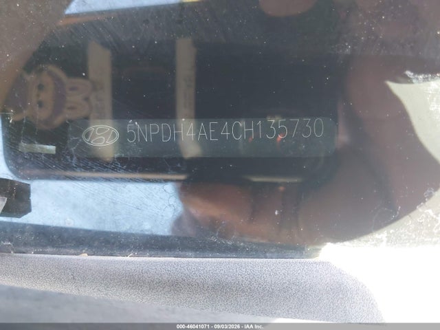 2012 Hyundai Elantra Gls მანქანა იყიდება აუქციონზე, vin: 5NPDH4AE4CH135730, აუქციონის ნომერი: 46041071