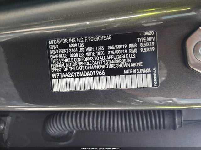 Продажа на аукционе авто 2021 Porsche Cayenne, vin: WP1AA2AY5MDA01966, номер лота: 46041100