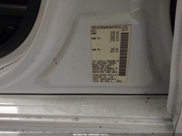 46041156 :رقم المزاد ، 1N4AL3AP4DC182112 vin ، 2013 Nissan Altima 2.5 S مزاد بيع