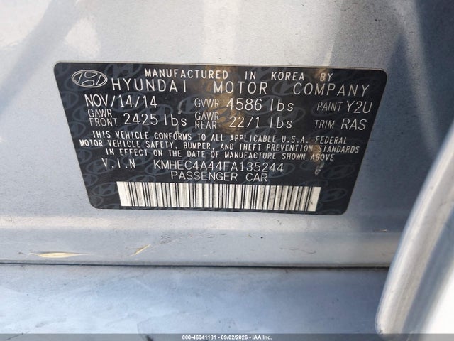 Hyundai SONATA HYBRID 2015 KMHEC4A44FA135244 Image 9