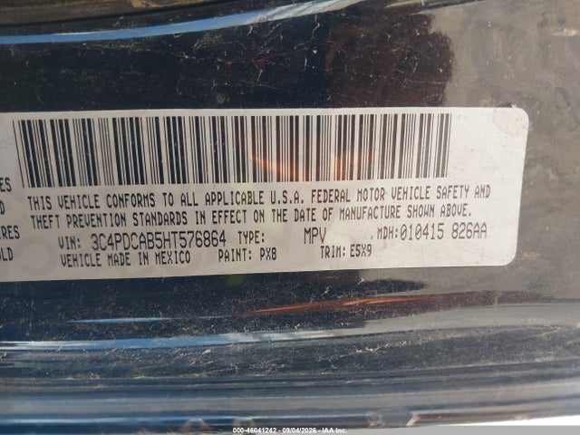 46041242 :رقم المزاد ، 3C4PDCAB5HT576864 vin ، 2017 Dodge Journey Se مزاد بيع