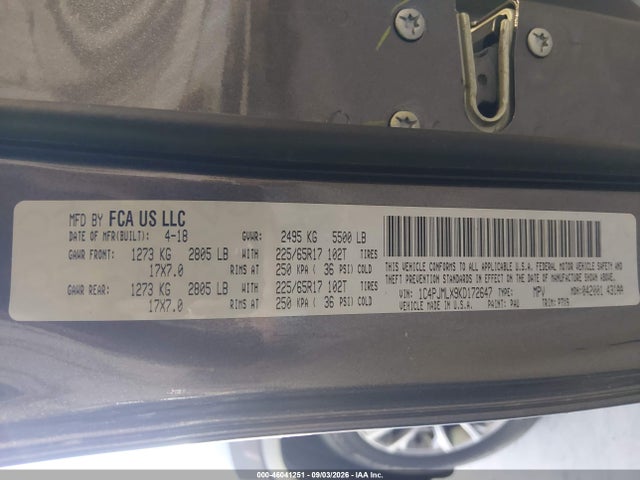Aukcja sprzedaży 2019 Jeep Cherokee Latitude Plus 4x4, vin: 1C4PJMLX9KD172647, numer aukcji: 46041251