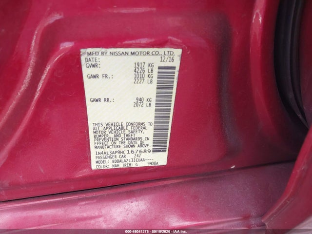 Nissan ALTIMA 2.5 2017 1N4AL3AP9HC167689 Image 9