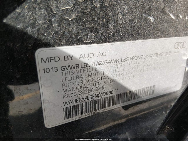 2014 Audi A4 2.0t Premium მანქანა იყიდება აუქციონზე, vin: WAUEFAFL5EN019968, აუქციონის ნომერი: 46041309