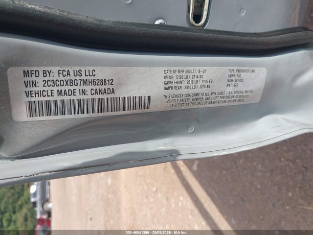46041356 :رقم المزاد ، 2C3CDXBG7MH628812 vin ، 2021 Dodge Charger Sxt Rwd مزاد بيع
