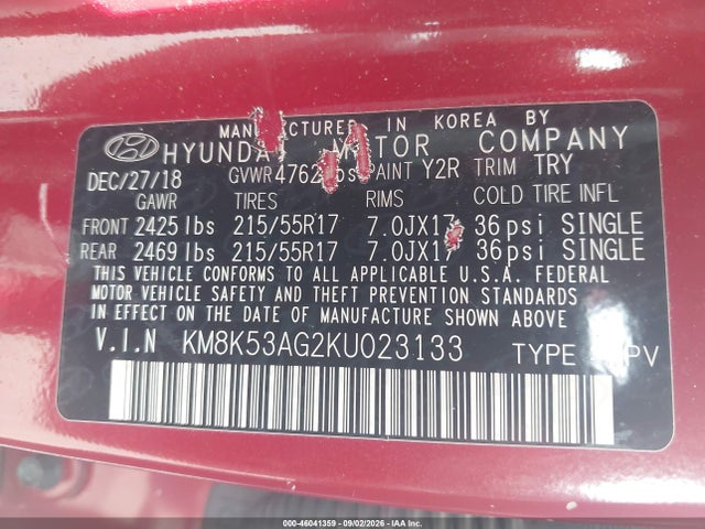 KM8K53AG2KU023133 Hyundai Kona Ev Ultimate