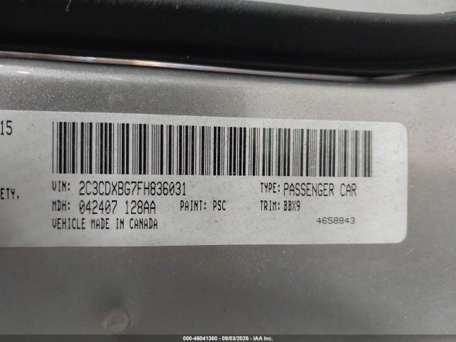 2015 Dodge Charger Se მანქანა იყიდება აუქციონზე, vin: 2C3CDXBG7FH836031, აუქციონის ნომერი: 46041360