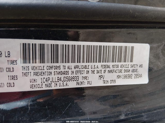 2018 Jeep Cherokee Latitude Plus Fwd მანქანა იყიდება აუქციონზე, vin: 1C4PJLLB4JD560933, აუქციონის ნომერი: 46041418
