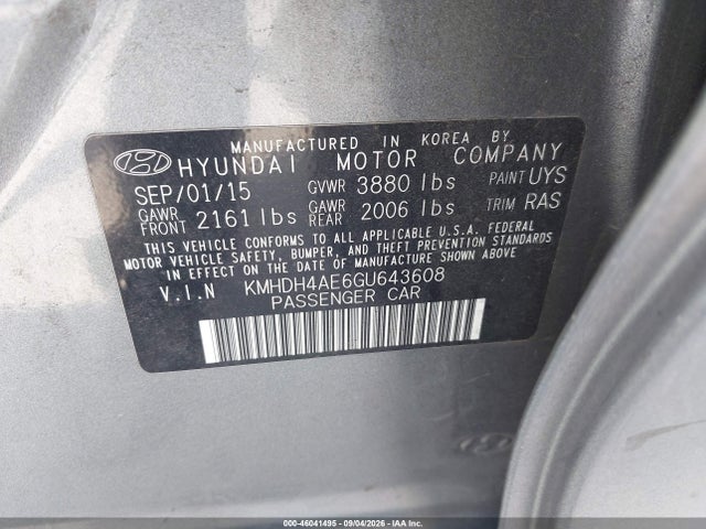Hyundai ELANTRA SE 2016 KMHDH4AE6GU643608 Image 9