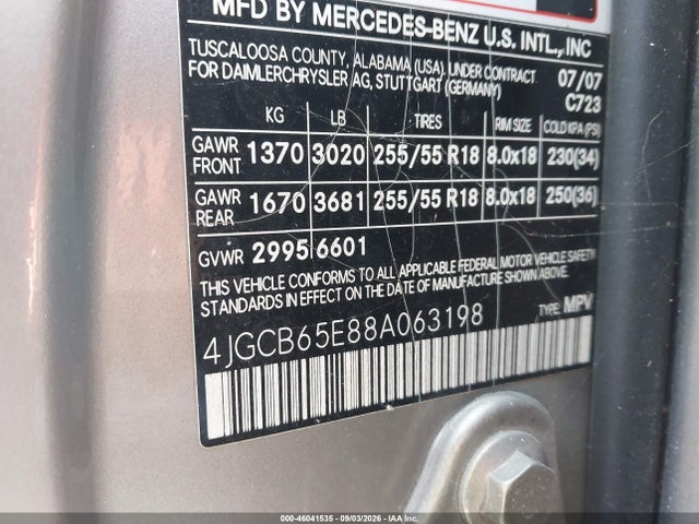 Продажа на аукционе авто 2008 Mercedes-benz R 350 4matic, vin: 4JGCB65E88A063198, номер лота: 46041535