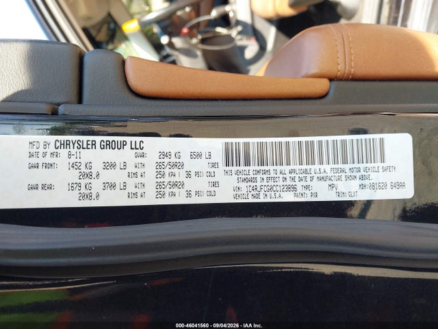 Продажа на аукционе авто 2012 Jeep Grand Cherokee Overland, vin: 1C4RJFCG0CC123896, номер лота: 46041560